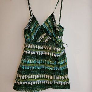 H & M Tropical Graphic print vintage wrap top Cotton size 6